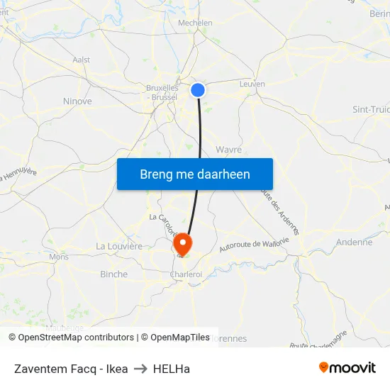 Zaventem Facq - Ikea to HELHa map