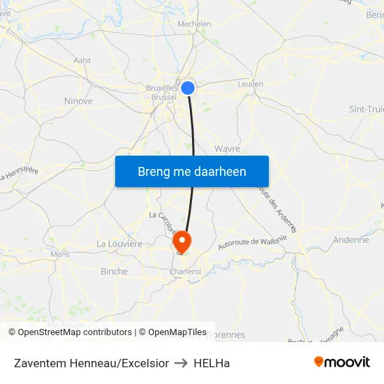 Zaventem Henneau/Excelsior to HELHa map