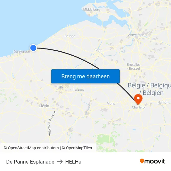 De Panne Esplanade to HELHa map