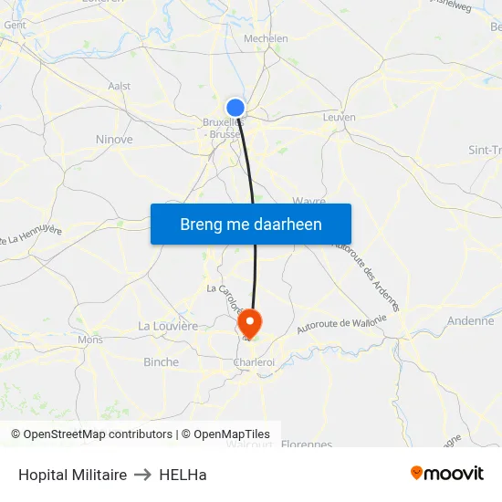 Hopital Militaire to HELHa map