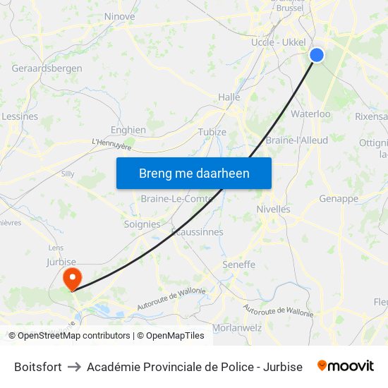 Boitsfort to Académie Provinciale de Police - Jurbise map