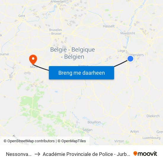 Nessonvaux to Académie Provinciale de Police - Jurbise map