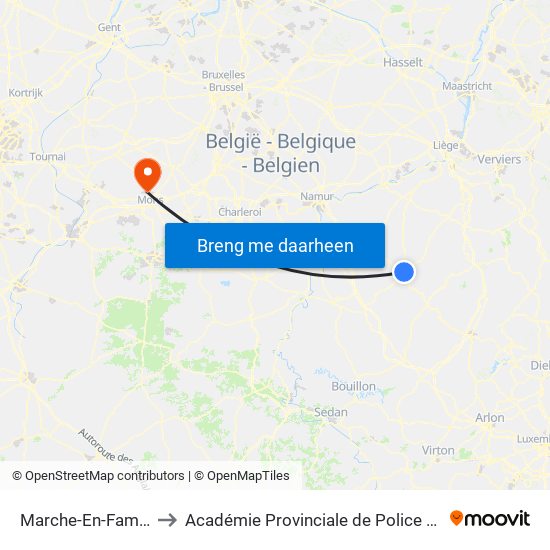 Marche-En-Famenne to Académie Provinciale de Police - Jurbise map