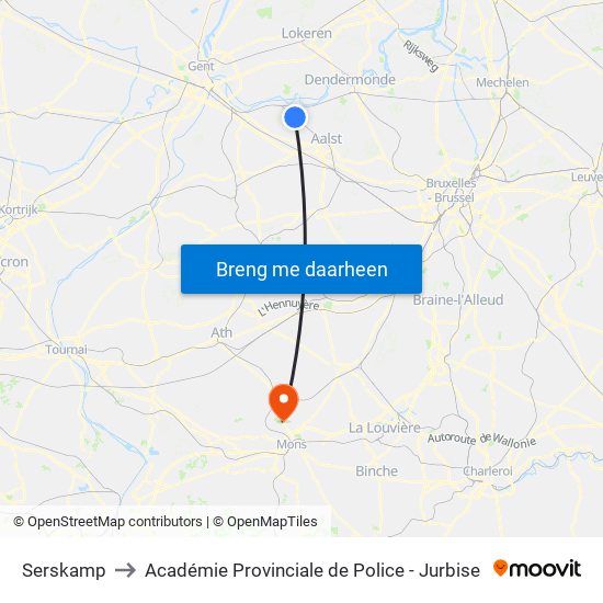 Serskamp to Académie Provinciale de Police - Jurbise map
