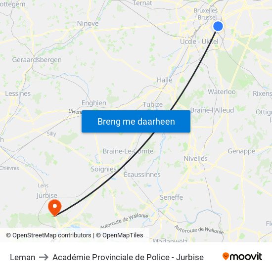 Leman to Académie Provinciale de Police - Jurbise map
