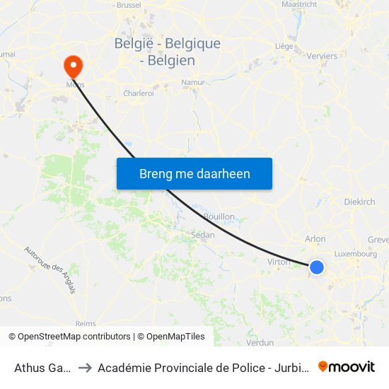 Athus Gare to Académie Provinciale de Police - Jurbise map
