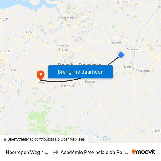 Neerrepen Weg Naar Dorp to Académie Provinciale de Police - Jurbise map