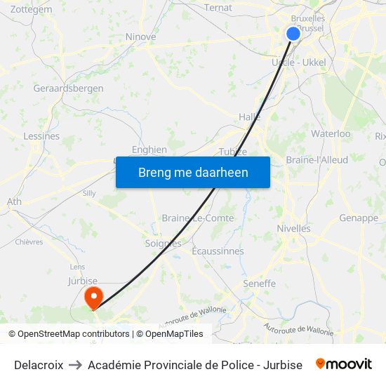 Delacroix to Académie Provinciale de Police - Jurbise map