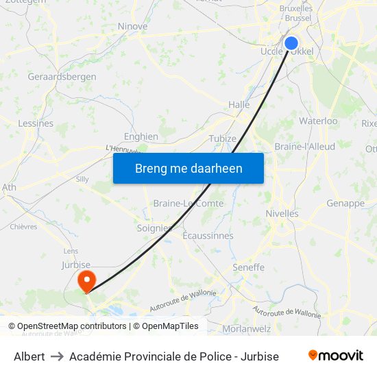 Albert to Académie Provinciale de Police - Jurbise map