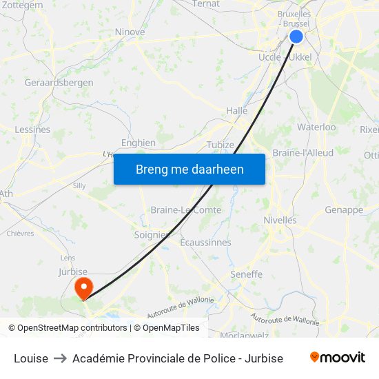 Louise to Académie Provinciale de Police - Jurbise map