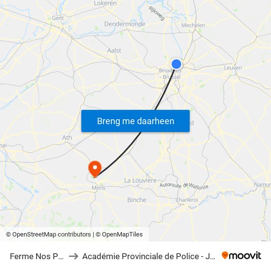 Ferme Nos Pilifs to Académie Provinciale de Police - Jurbise map