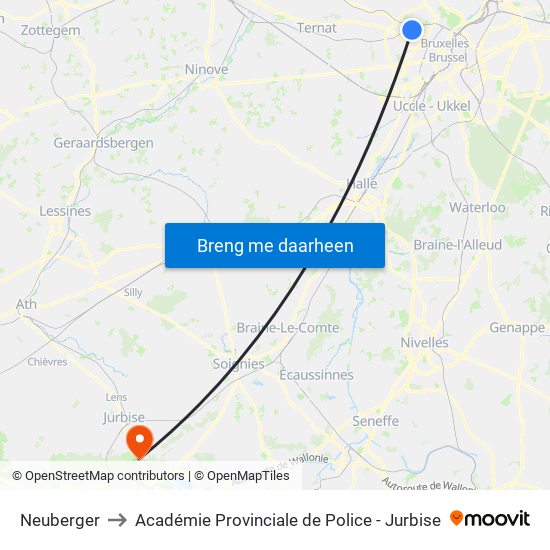 Neuberger to Académie Provinciale de Police - Jurbise map