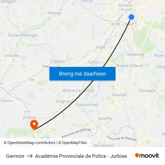 Germoir to Académie Provinciale de Police - Jurbise map