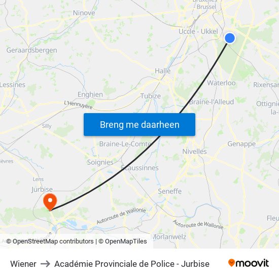 Wiener to Académie Provinciale de Police - Jurbise map