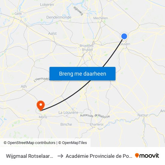 Wijgmaal Rotselaarsestwg 84 to Académie Provinciale de Police - Jurbise map