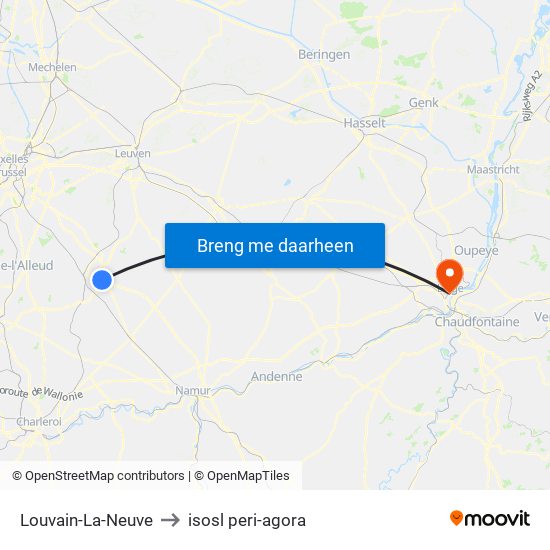 Louvain-La-Neuve to isosl peri-agora map
