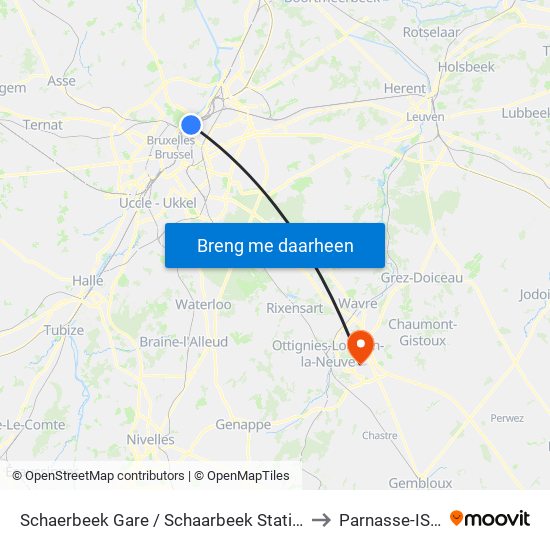 Schaerbeek Gare / Schaarbeek Station to Parnasse-ISEI map