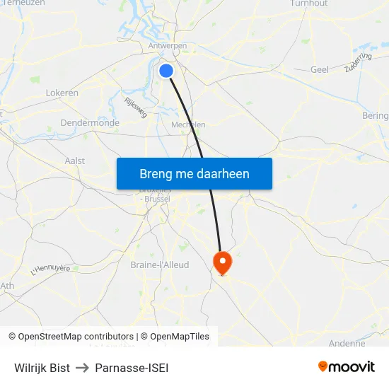 Wilrijk Bist to Parnasse-ISEI map