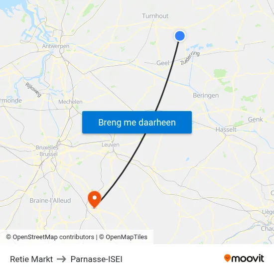 Retie Markt to Parnasse-ISEI map