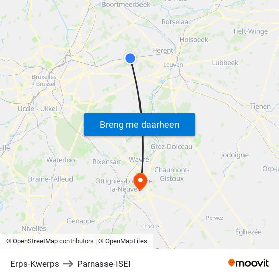 Erps-Kwerps to Parnasse-ISEI map