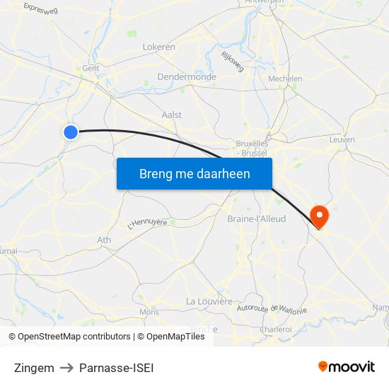 Zingem to Parnasse-ISEI map