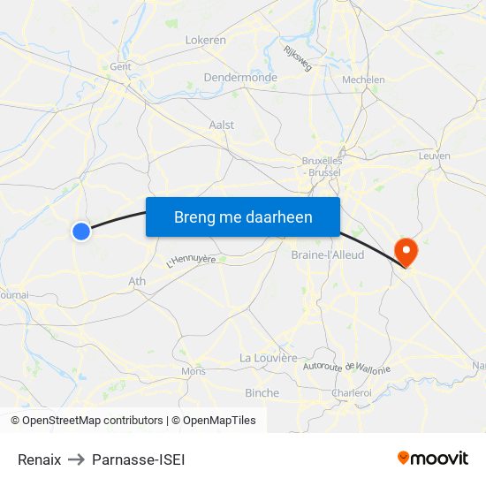 Renaix to Parnasse-ISEI map