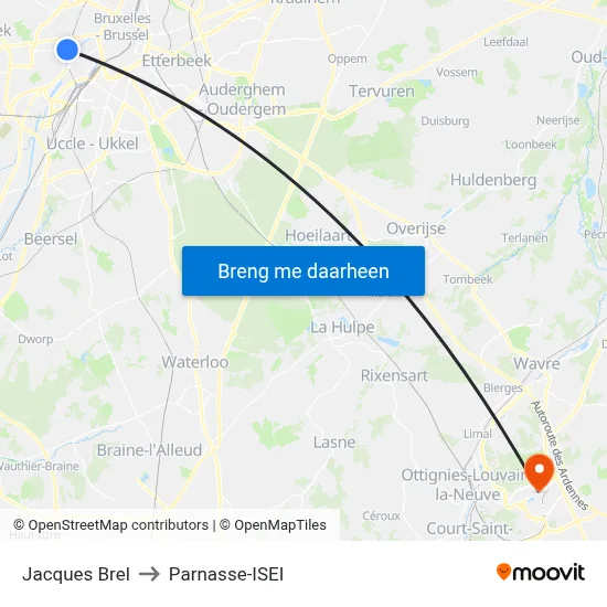 Jacques Brel to Parnasse-ISEI map
