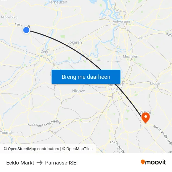 Eeklo Markt to Parnasse-ISEI map