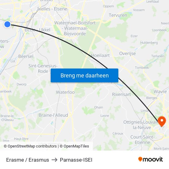 Erasme / Erasmus to Parnasse-ISEI map