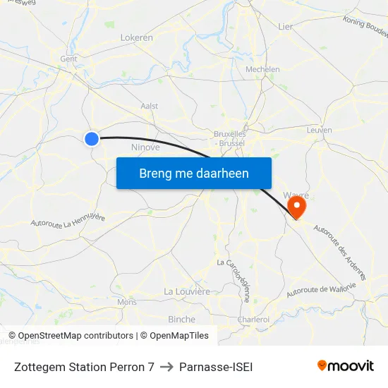 Zottegem Station Perron 7 to Parnasse-ISEI map
