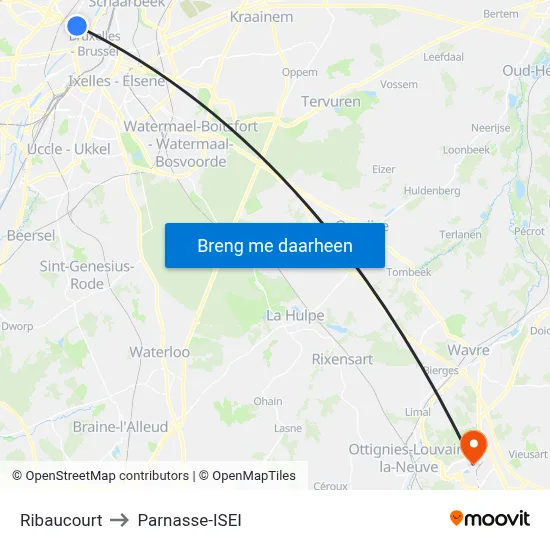 Ribaucourt to Parnasse-ISEI map