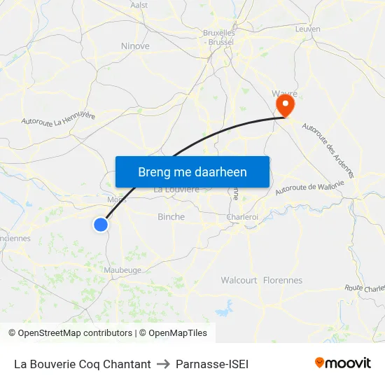 La Bouverie Coq Chantant to Parnasse-ISEI map