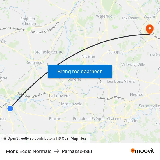 Mons Ecole Normale to Parnasse-ISEI map