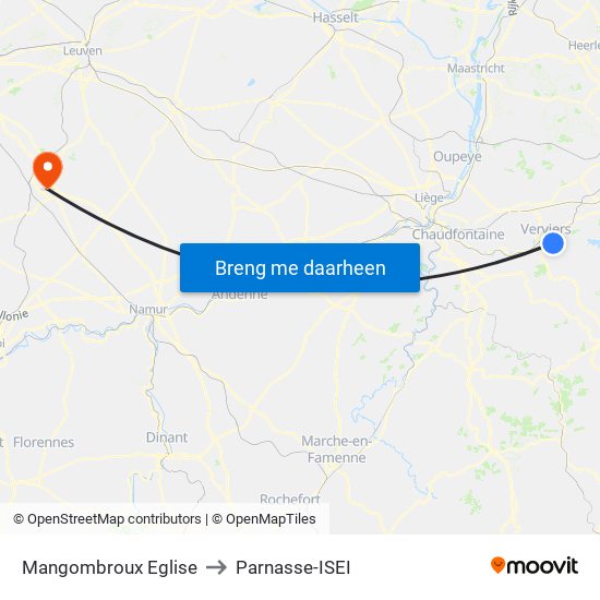 Mangombroux Eglise to Parnasse-ISEI map