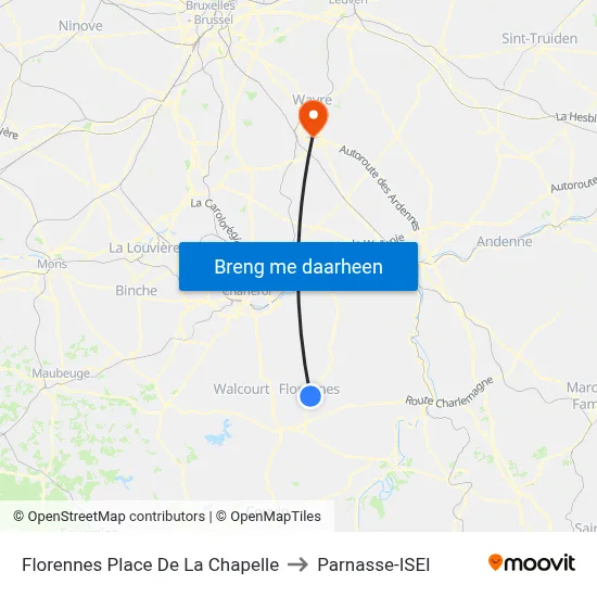 Florennes Place De La Chapelle to Parnasse-ISEI map