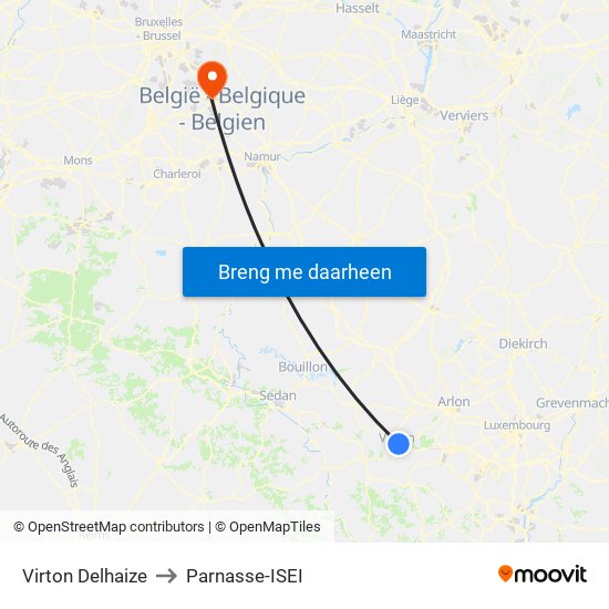 Virton Delhaize to Parnasse-ISEI map