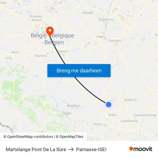 Martelange Pont De La Sûre to Parnasse-ISEI map