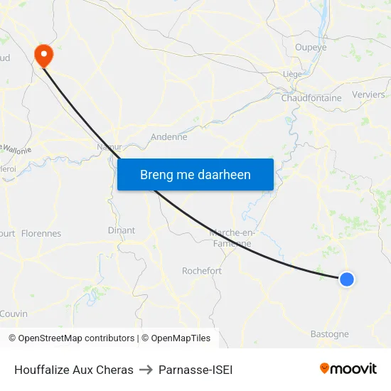 Houffalize Aux Cheras to Parnasse-ISEI map