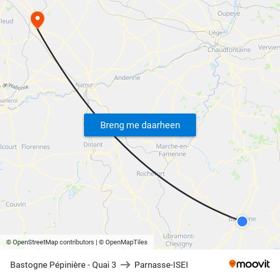 Bastogne Pépinière - Quai 3 to Parnasse-ISEI map