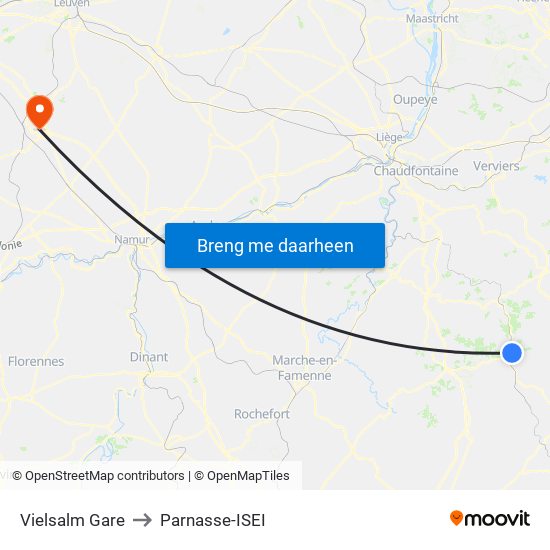 Vielsalm Gare to Parnasse-ISEI map