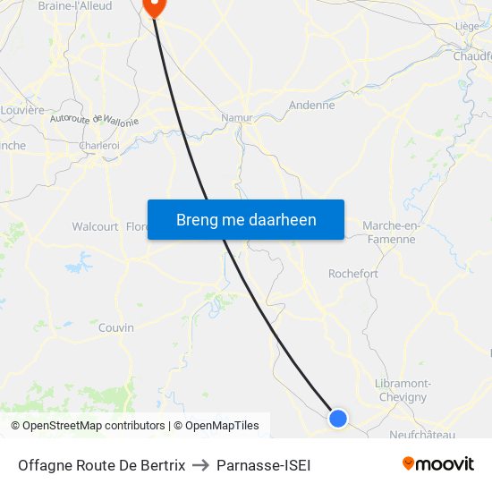 Offagne Route De Bertrix to Parnasse-ISEI map