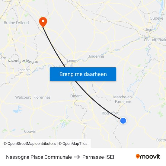 Nassogne Place Communale to Parnasse-ISEI map