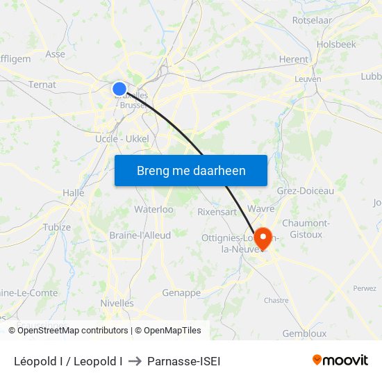 Léopold I / Leopold I to Parnasse-ISEI map