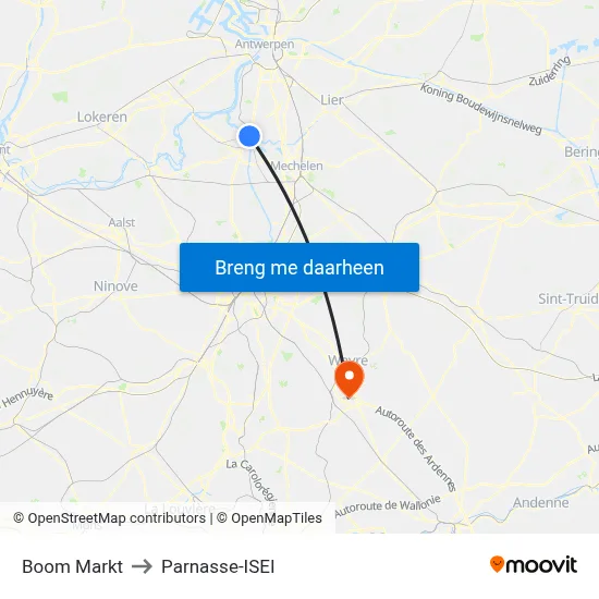 Boom Markt to Parnasse-ISEI map