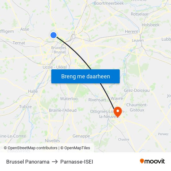 Brussel Panorama to Parnasse-ISEI map