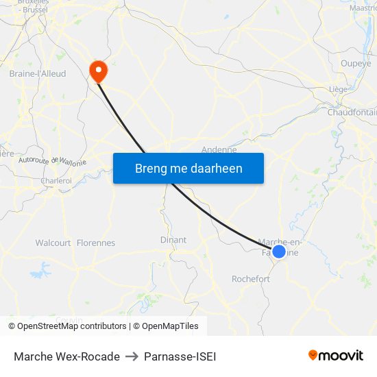 Marche Wex-Rocade to Parnasse-ISEI map