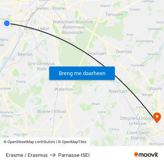 Erasme / Erasmus to Parnasse-ISEI map