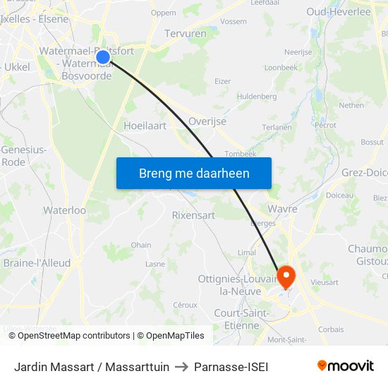 Jardin Massart / Massarttuin to Parnasse-ISEI map