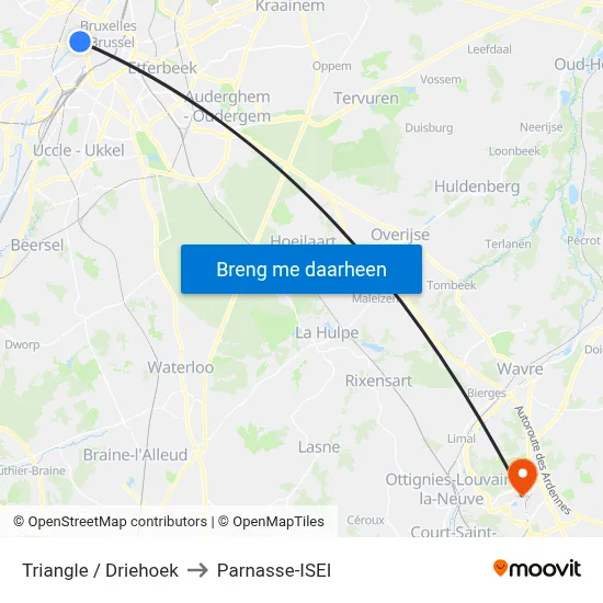 Triangle / Driehoek to Parnasse-ISEI map