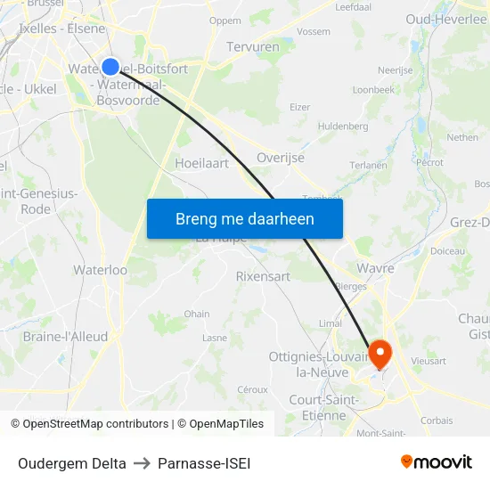 Oudergem Delta to Parnasse-ISEI map